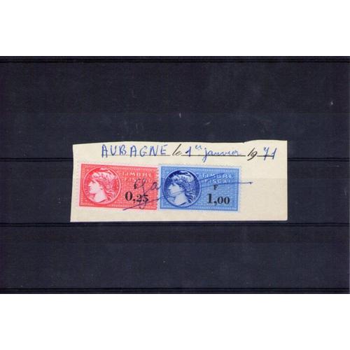 2 Timbres Fiscaux De 0.25 Et 1.00 Francs