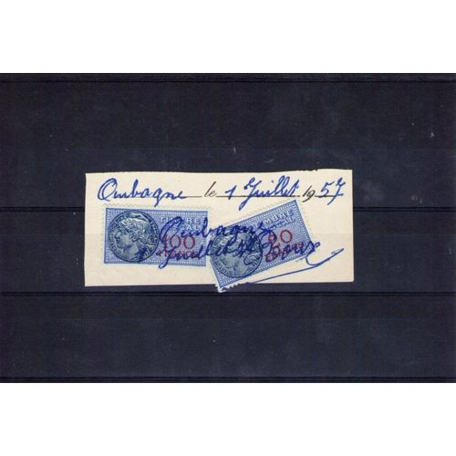 2 Timbres Fiscaux De 100 Et 20 Francs