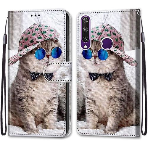 Coque Pour Huawei Y6p, Etui En Cuir Pu Portefeuille Housse Coque Avec 360 Degres Silicone Antichoc Protection Cover Cuir Pochette Magnetique Und Flip Bequille (Chats 4)