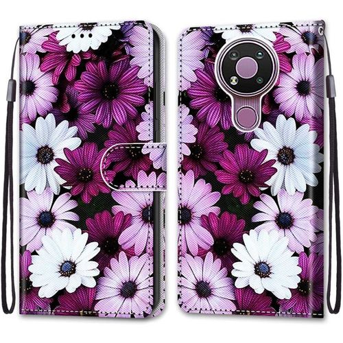 Coque Pour Nokia 3.4, Etui En Cuir Pu Portefeuille Housse Coque Avec 360 Degres Silicone Antichoc Protection Cover Cuir Pochette Magnetique Und Flip Bequille (Fleur 2)