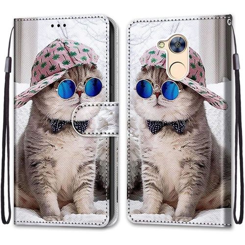 Coque Pour Huawei Honor 6a, Etui En Cuir Pu Portefeuille Housse Coque Avec 360 Degres Silicone Antichoc Protection Cover Cuir Pochette Magnetique Und Flip Bequille (Chats 4)