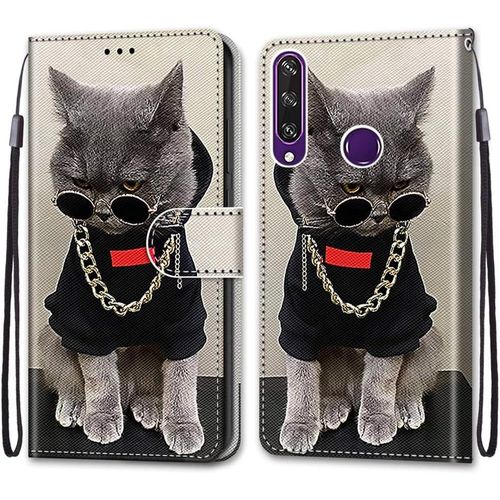 Coque Pour Huawei Y6p, Etui En Cuir Pu Portefeuille Housse Coque Avec 360 Degres Silicone Antichoc Protection Cover Cuir Pochette Magnetique Und Flip Bequille (Chats 3)