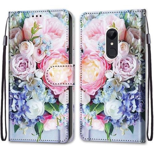 Coque Pour Xiaomi Redmi 5, Etui En Cuir Pu Portefeuille Housse Coque Avec 360 Degres Silicone Antichoc Protection Cover Cuir Pochette Magnetique Und Flip Bequille (Fleur 3)