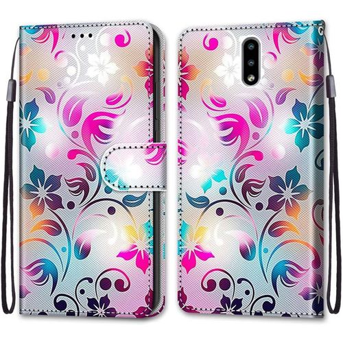 Coque Pour Nokia 2.3, Etui En Cuir Pu Portefeuille Housse Coque Avec 360 Degres Silicone Antichoc Protection Cover Cuir Pochette Magnetique Und Flip Bequille (Fleur 1)