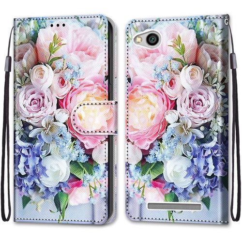 Coque Pour Xiaomi Redmi 5a, Etui En Cuir Pu Portefeuille Housse Coque Avec 360 Degres Silicone Antichoc Protection Cover Cuir Pochette Magnetique Und Flip Bequille (Fleur 3)