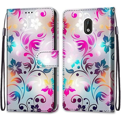 Coque Pour Nokia 3, Etui En Cuir Pu Portefeuille Housse Coque Avec 360 Degres Silicone Antichoc Protection Cover Cuir Pochette Magnetique Und Flip Bequille (Fleur 1)