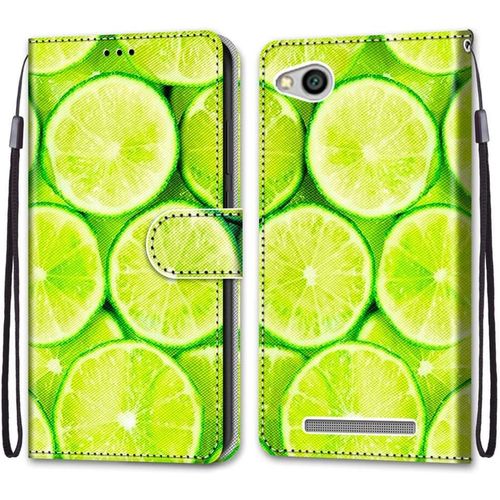 Coque Pour Xiaomi Redmi 5a, Etui En Cuir Pu Portefeuille Housse Coque Avec 360 Degres Silicone Antichoc Protection Cover Cuir Pochette Magnetique Und Flip Bequille (Citron)