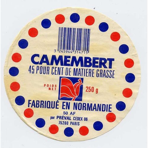 Etiquette De Fromage Camembert "Preval"