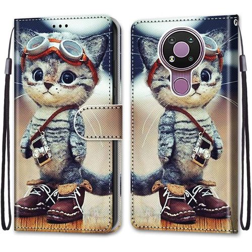 Coque Pour Nokia 3.4, Etui En Cuir Pu Portefeuille Housse Coque Avec 360 Degres Silicone Antichoc Protection Cover Cuir Pochette Magnetique Und Flip Bequille (Chat 1)