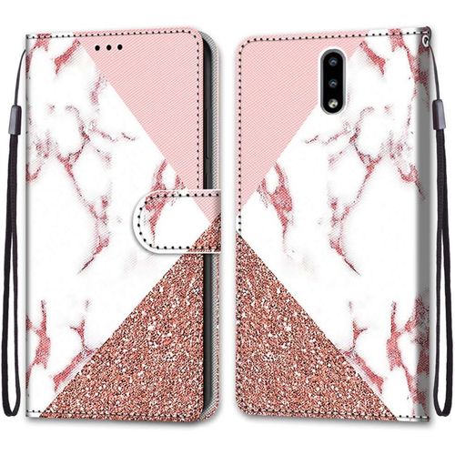Coque Pour Nokia 2.3, Etui En Cuir Pu Portefeuille Housse Coque Avec 360 Degres Silicone Antichoc Protection Cover Cuir Pochette Magnetique Und Flip Bequille (Marbre)
