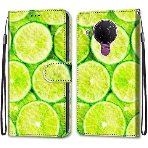 Coque Pour Nokia 5.4, Etui En Cuir Pu Portefeuille Housse Coque Avec 360 Degres Silicone Antichoc Protection Cover Cuir Pochette Magnetique Und Flip Bequille (Citron)
