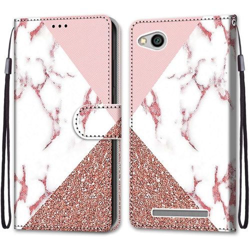 Coque Pour Xiaomi Redmi 5a, Etui En Cuir Pu Portefeuille Housse Coque Avec 360 Degres Silicone Antichoc Protection Cover Cuir Pochette Magnetique Und Flip Bequille (Marbre)