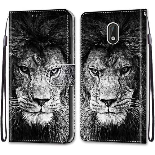 Coque Pour Nokia 3, Etui En Cuir Pu Portefeuille Housse Coque Avec 360 Degres Silicone Antichoc Protection Cover Cuir Pochette Magnetique Und Flip Bequille (Lion)