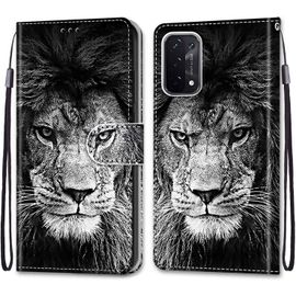 Coque Pour Oppo A54 5g / A74 5g / A93 5g / A93s 5g, Etui En Cuir Pu Portefeuille Housse Coque Avec 360 Degres Silicone Antichoc Protection Cover Cuir Magnetique Flip Bequille (Lion)