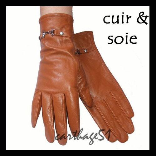 Gants En Cuir Femme Doublés 100% Soie Différentes Tailles Et Couleurs Gant