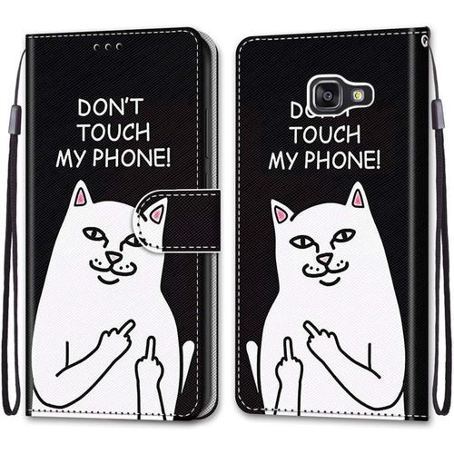 Coque Pour Samsung Galaxy A5 2016/ A510, Etui En Cuir Pu Portefeuille Housse Coque Avec 360 Degres Silicone Antichoc Protection Cover Cuir Pochette Magnetique Flip Bequille (Chat 5)