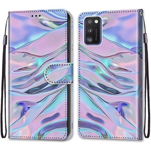 Coque Pour Samsung Galaxy A41, Etui En Cuir Pu Portefeuille Housse Coque Avec 360 Degres Silicone Antichoc Protection Cover Cuir Pochette Magnetique Und Flip Bequille (Fluorescent)