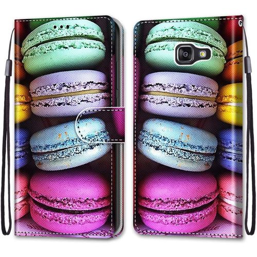 Coque Pour Samsung Galaxy A5 2016/ A510, Etui En Cuir Pu Portefeuille Housse Coque Avec 360 Degres Silicone Antichoc Protection Cover Cuir Pochette Magnetique Flip Bequille (Macarons)