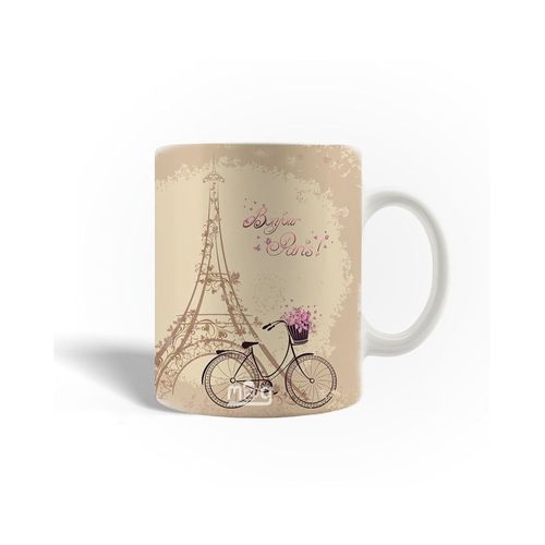 Mug En Céramique La Tour Eiffel Bicyclette Rose De Cru Avec Les Fleurs Roses Paris France