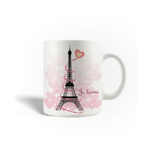 Mug En Céramique Je T'aime La Tour Eiffel Paris France Coeurs Rouges