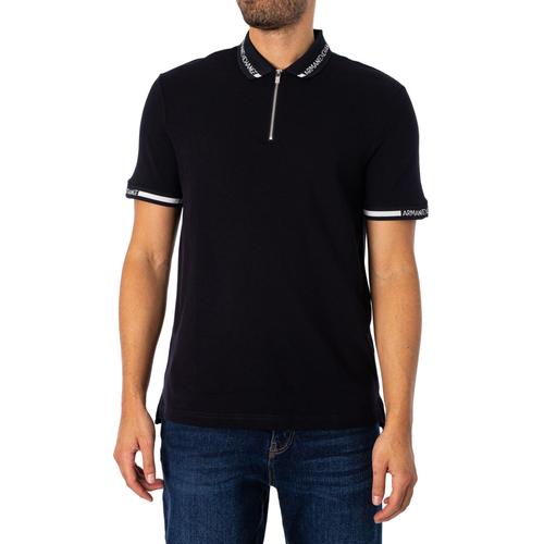 Armani Exchange Polo À Logo Sur Le Col, Bleu