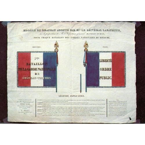 Modele Du Drapeau De Chaque Bataillon Des Gardes Nationales Du Royaume - Lafayette Et Le Duc D'orleans ( Futur Louis Philippe ) - Aout 1830 - 1978 - Ref. 011 485