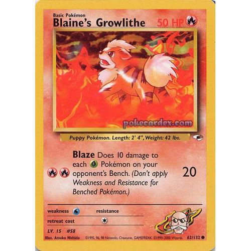 Pokémon - Blaine's Growlithe - 62/112 - Commune - Anglais - Gym Heroes