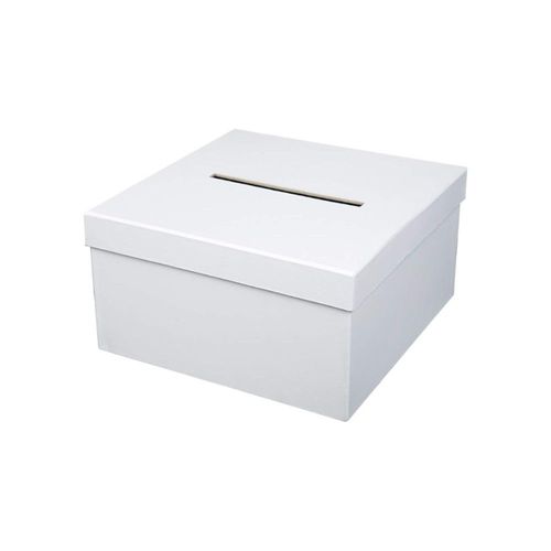 URNE CARTON CARRÉ CAGNOTTE CADEAU 23.5CM BLANC