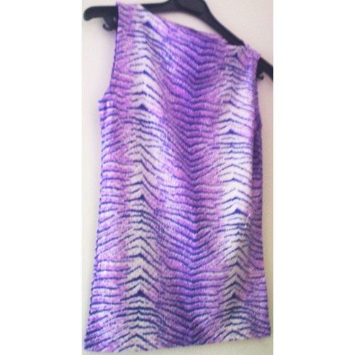 Top Débardeur Zébré Parme/Violet À Paillettes Taille 36 Pour Soirée Jolina