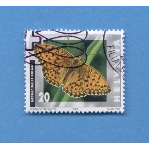 Timbre Oblitéré Used Stamp Helvetia 20 Mesoacidalia Aglaja Suisse Switzerland 2002