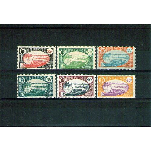1926/1938 - Numéro 36 À 40 - France Colonies, Niger, Embarcation Indienne Sur Le Niger, Traces De Charnieres