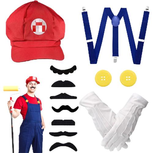 Costume D¿¿Guisement Mario, 11 Pcs D¿¿Guisement D¿¿Guis¿¿ Adulte Unisexe Pour Halloween Carnaval Cosplay D'anniversaire F¿¿Te