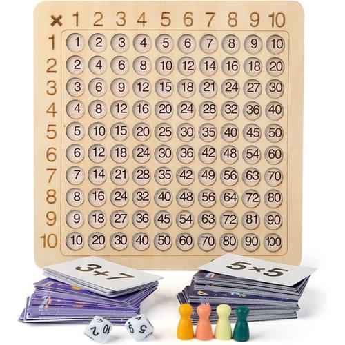 Jeu Table De Multiplication En Bois, Cartes De Multiplication Montessori Mathématique, Jeux De Plateau D'apprentissage Des Multiplications Pour Enfants De 3 À 12 Ans