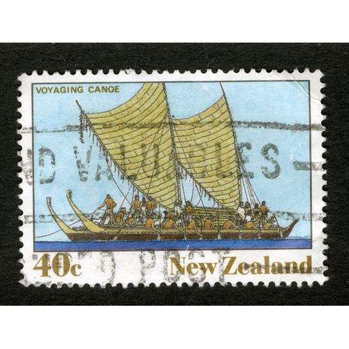Timbre Oblitéré New Zealand, Voyaging Canoe, 40c