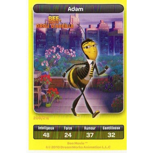 Bee Movie Drôle D'abeille : Adam - Carte À Jouer N°208 Sur 216 - Carrefour Dreamworks