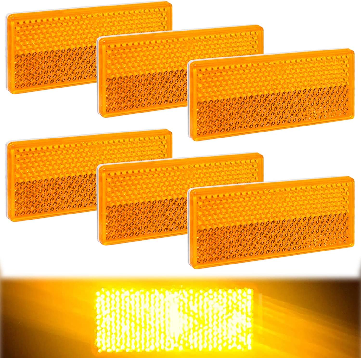 Catadioptres Rectangulaires Catadioptre Remorque Catadioptre Rectangulaire Jaune Pour Accessoire Velo Accessoire Moto Remorque Voiture Camion (6pcs)