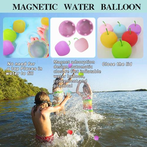 Ballons Bombes ¿¿ Eau Auto-Obturants, 6pcs Ballons d'Eau Reutilisables, Ballon a Eau Silicone, Ballon ¿¿ Eau ¿¿ Remplissage Rapide, Water Splash Ball Jouets de Plage de Piscine