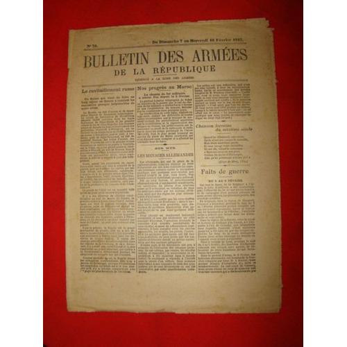 Bulletin Des Armées De La République N°70