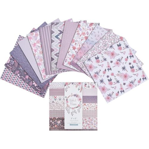 Paquet De Papier ¿¿ Motif Violet 24 Feuilles Papier Cartonn¿¿ Floral Bloc De Papiers Scrapbook D¿¿Coratif Collection De Papier Cartonn¿¿ Recto ¿¿ Motifs 6x6 Scrapbooking Album Photo De Vacances