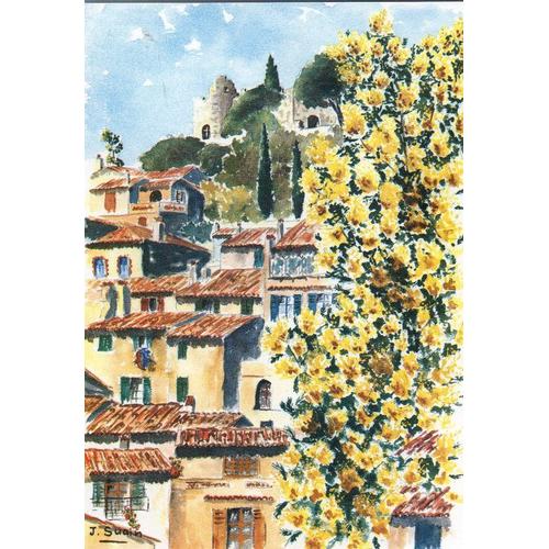 Bormes Les Mimosas - Echappée Sur Le Chateau - Aquarelle J. Suain - 1984 - Ref. 011 729