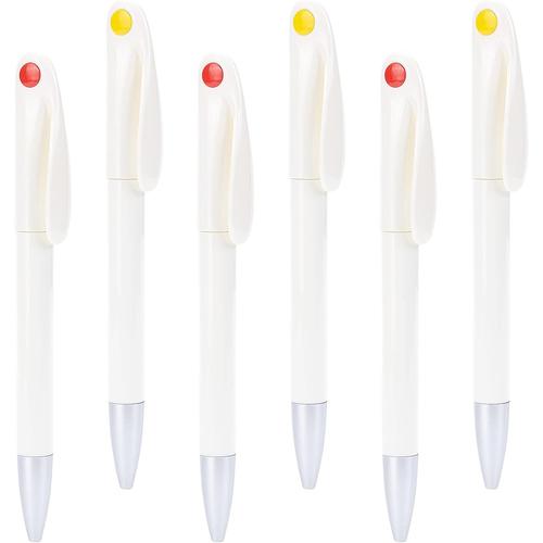 20 Pcs Blanc Transfert De Chaleur Stylo Sublimation Stylos ¿¿ Bille Personnalis¿¿ Chaleur Presse Clip Stylo Avec Encre Noire Pour Diy Bureau ¿¿Cole Papeterie Supplie