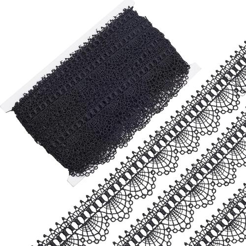 15 Yards Noir Venise Artisanat Dentelle Garniture 3,8cm Polyester Ondul¿¿ Ruban Crochet Floral Oeillet Dentelle Tissu Tulle Artisanat Bord Festonn¿¿ Pour Couture Diy Artisanat Cadeau