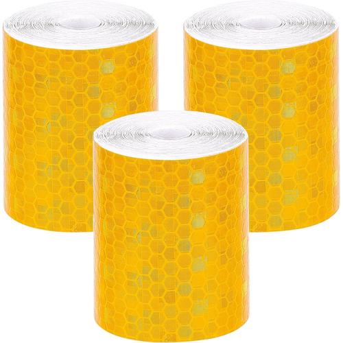 3 Rouleaux de Bande R¿¿fl¿¿chissante D'Avertissement de Danger Rouge Jaune Haute Intensit¿¿ R¿¿flecteur Imperm¿¿able Bande de S¿¿curit¿¿ Bande de Marquage pour Remorque Camions Voitures (Orange)