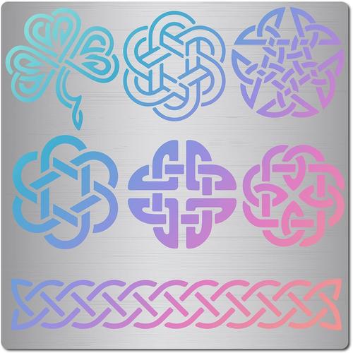 16 Cm Celtique Noeud M¿¿Tal Pochoir Viking Symbole Noeud Motif Mod¿¿Les R¿¿Utilisable En Acier Inoxydable Peinture Pochoirs Journal Signes Pour Bois Gravure Pyrogravure Dessin Diy Artisanat