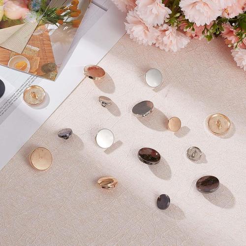 54 Pcs 3 Tailles Plat M¿¿Tal Argent Boutons 3 Couleurs Alliage Tige Bouton Or Femmes Costume Laine Bouton Rond Male Veste Boutons Chemise Pantalon Bouton Rond Forme Bouton ¿¿ Coudre