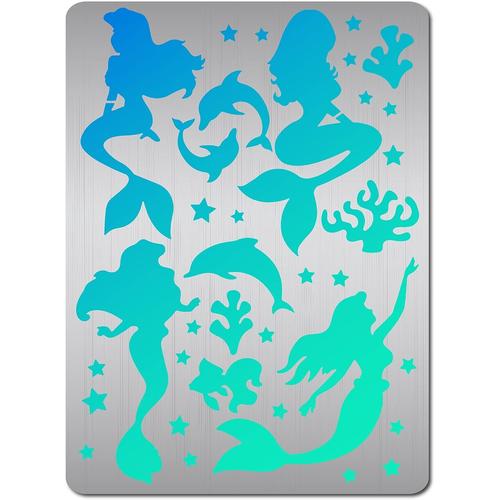 14 ¿¿ 19 Cm Sir¿¿Ne M¿¿Tal Journal Pochoirs Dauphin En Acier Inoxydable Matrices De D¿¿Coupe Pochoir R¿¿Utilisable Oc¿¿An ¿¿Toile Algues Corail Poisson Mod¿¿Le Outil Pour Scrapbook Peinture