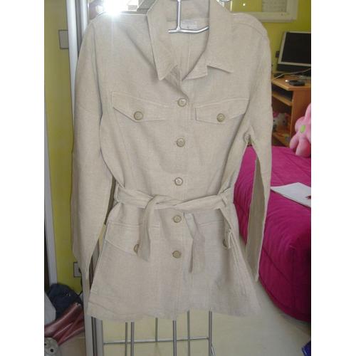 Veste Chattawak Forme Saharienne En Lin Beige - Taille 16 Ans