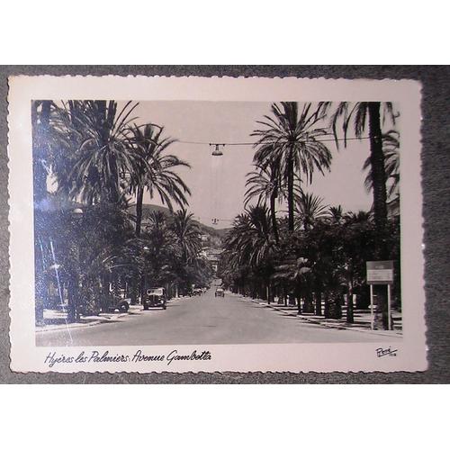Carte Postale Écrite En 1956 Hyéres Les Palmiers Avenue Gambetta