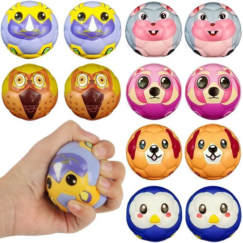 Balle Anti-Stress Fidget Toy, 12pcs Boule Stressantes, Mini Balle De Sport/Planètes/Animaux/Insectes/Emoji Balle Anti-Stress, Balle De Relief Pression, Balle Sensorielles Jouets (Animaux)