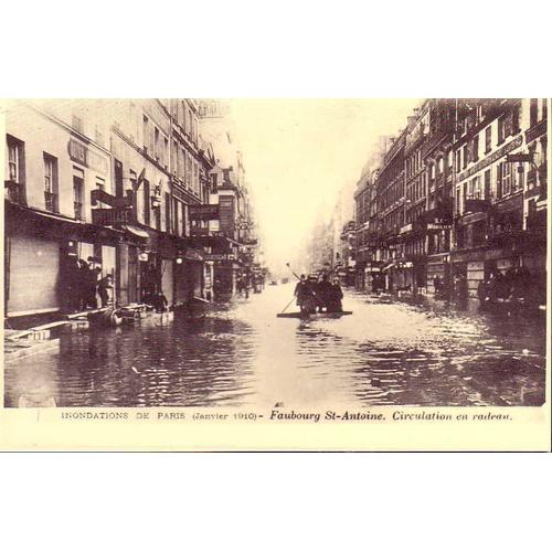 Paris 11eme - Inondations De Janvier 1910 - Circulation En Radeau - Faubourg Saint Antoine - Réédition D'une Cpa - 1er Choix - Ref 021 903